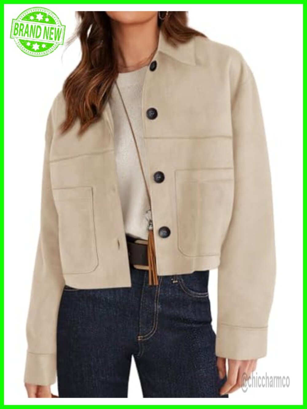 Faux Suede Shacket Jacket Lightweight Cropped Coat